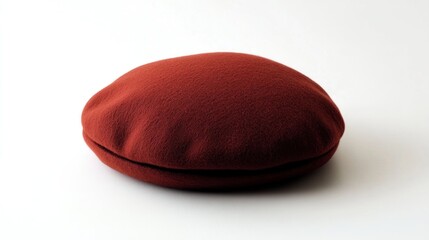 Close-Up of a Burgundy Wool Beret Hat