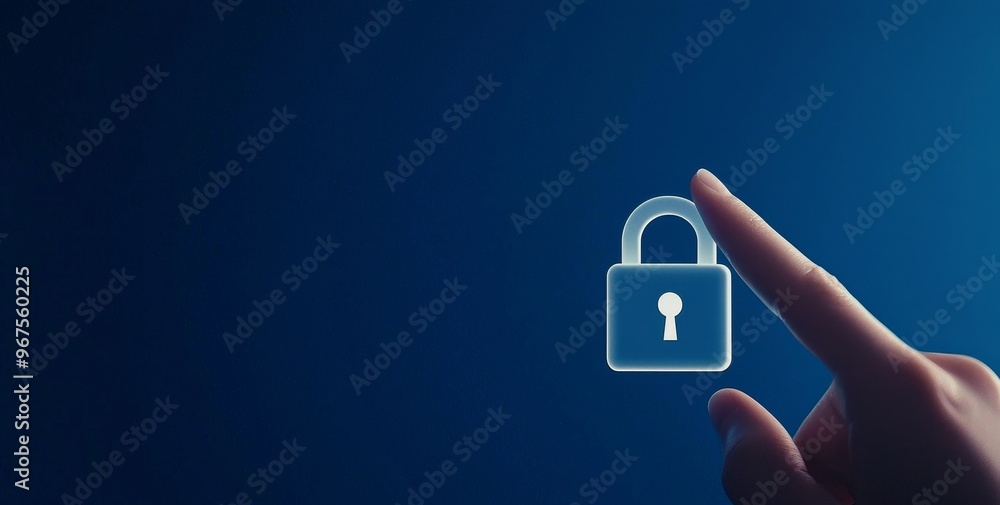 Aufkleber Using cyber security to protect one's data from hackers on the Internet, a businessman demonstrates how to protect one's computer network through cyber security.