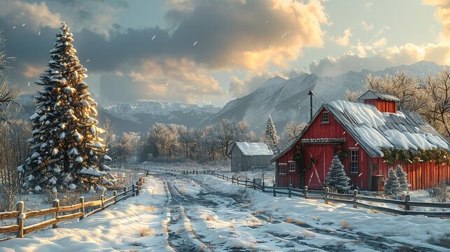 A joyful family cutting down their own Christmas tree at a tree farm. Experience the fun of picking and decorating your tree