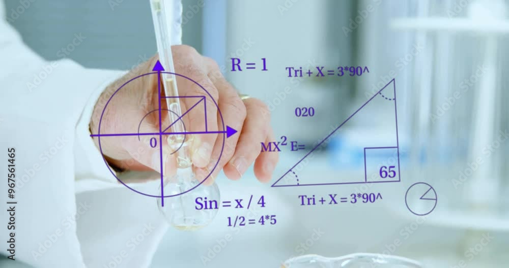 Canvas Prints animation of scientific data processing over caucasian female scientist in laboratory