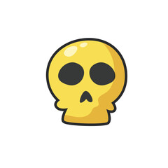 golden skull head in outline flat vector design.