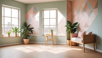 Photo interior modern design room 3d illustration;