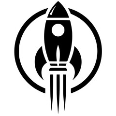 Silhouette of rocket symbol launching