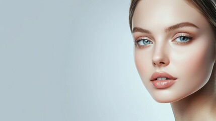 Naklejka premium Elegant and Captivating Female Portrait with Natural Beauty and Radiant Skin