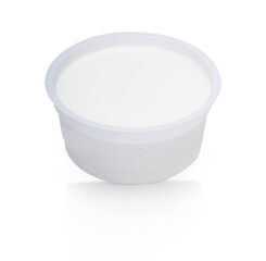 A cup of yogurt isolated on a white background