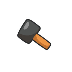 stone hammer in outline flat vector design.
