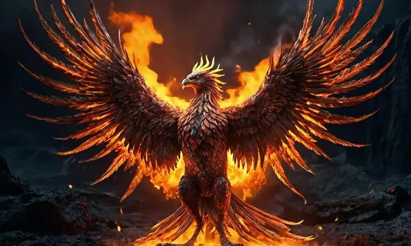 legendary phoenix with flames of fire