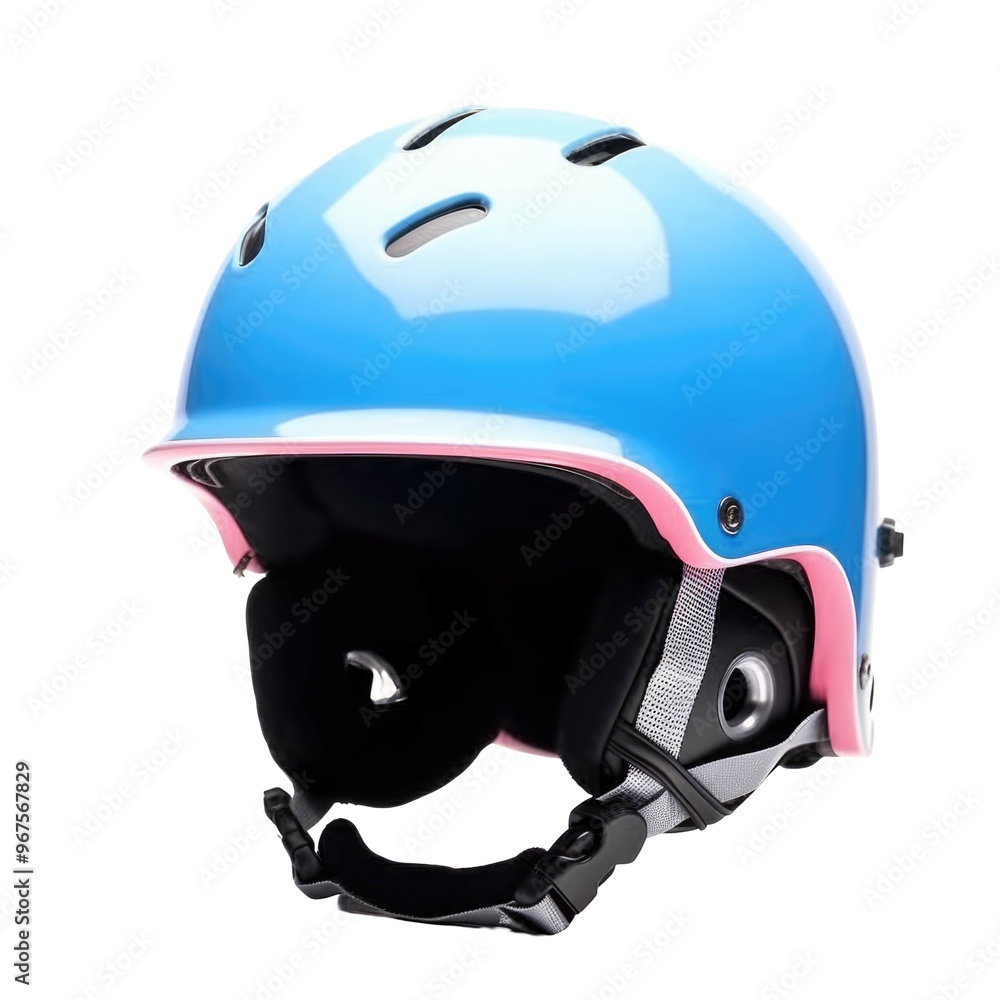 Wall mural realistic blue biker helmet element png for protection and safety.