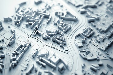 A 3D model of an urban landscape with a highway and bridge for travel and business applications