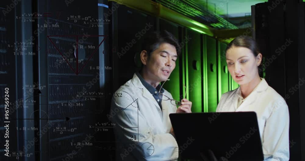 Poster animation of scientific data processing over diverse it technicians by servers