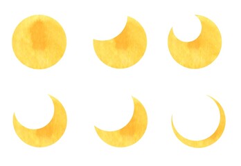 水彩　月　満月