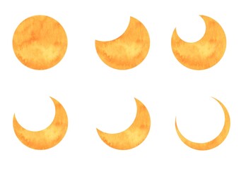 水彩　月　満月