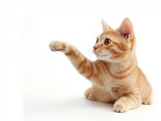 A cat looking far away and pointing