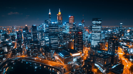 Fototapeta premium ドローンで捉えた夜の建築美