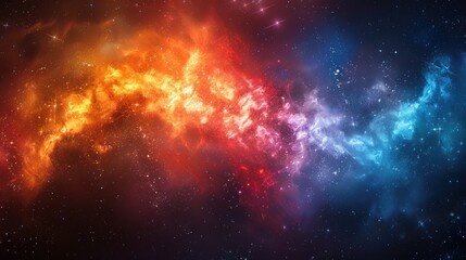 Fototapeta premium Vibrant cosmic nebula dances in hues of orange and blue against the starry expanse of the night sky. Generative AI