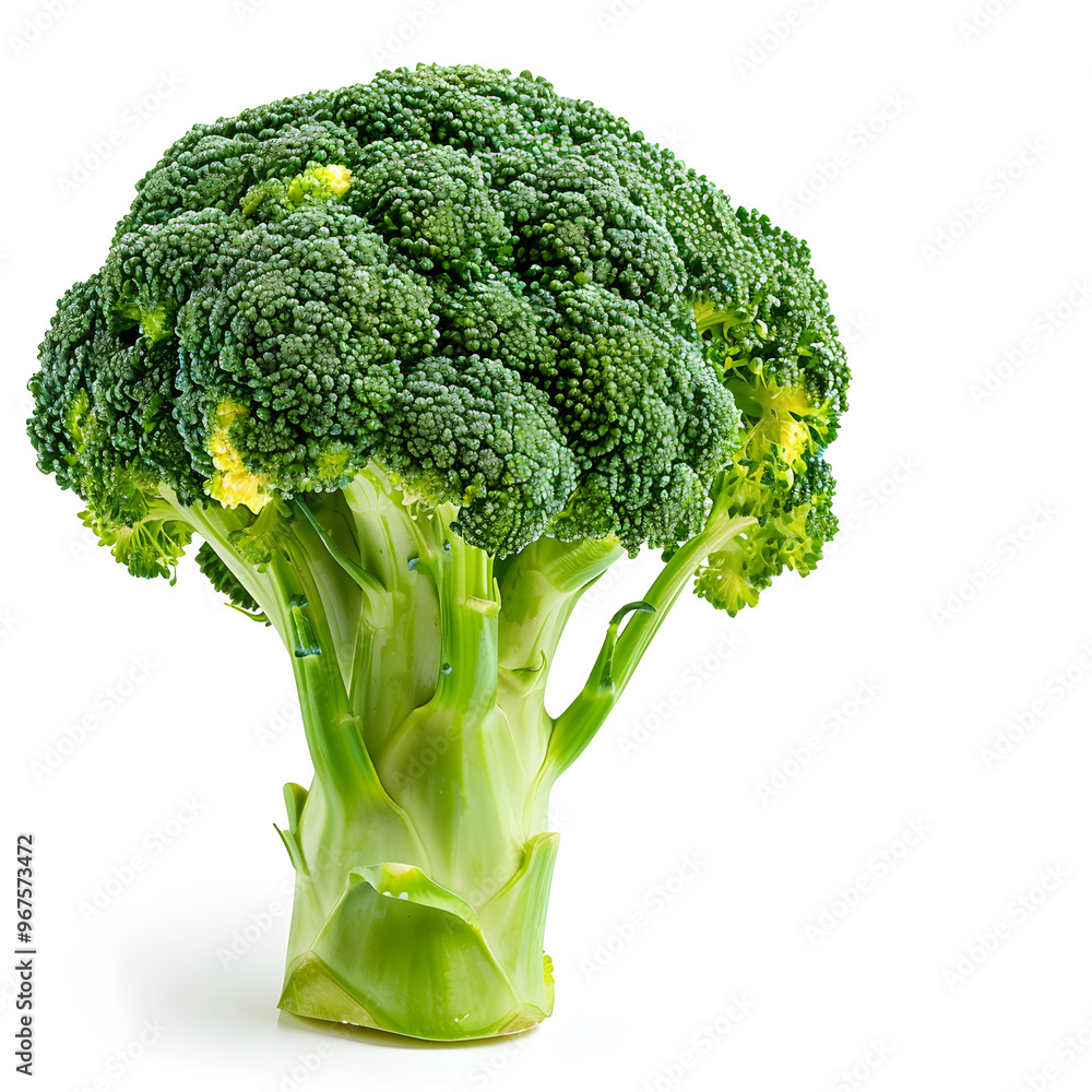 Wall mural 1 vivid green broccoli in pure white background