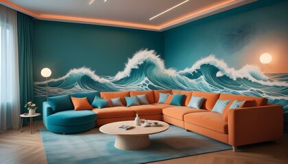Photo interior modern design room 3d illustration;