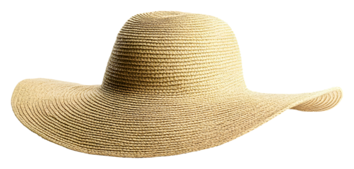 Wide-brimmed straw hat perfect for sunny days at the beach isolated on transparent background