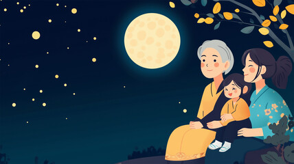 家族三世代の十五夜のひととき