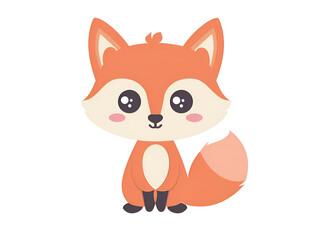 Fototapeta premium Cute fox vector illustration on a white background, Generative AI 
