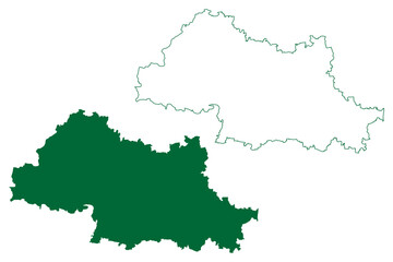 Dakshin Dinajpur district (West Bengal State, Republic of India) map vector illustration, scribble sketch South Dinajpur map