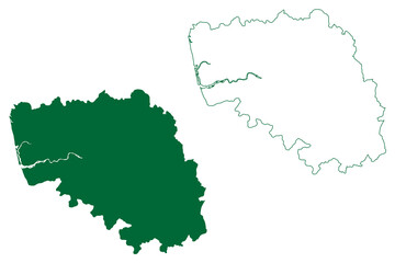 Dakshina Kannada district (Karnataka State, Republic of India, Mysore Division) map vector illustration, scribble sketch Dakshina Kannada map