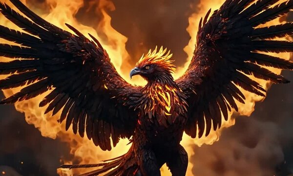 legendary phoenix with flames of fire