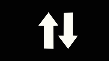 Sweep up down animation. silhouette up down arrow animation on the black background. Up down and crogin arrow loading animation.with white color.