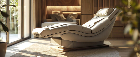 Experience ultimate relaxation in this luxurious recliner set in a modern, sunlit living room