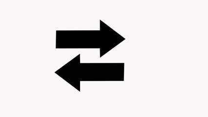 Sweep  left and right animation silhouette arrow road sing on the white background.pointer arrow black color.