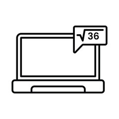 Computer with math learning icon, Outline symbol icon. Editable vector stroke