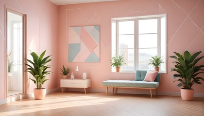 Photo interior modern design room 3d illustration;
