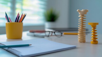 Organized Office Workspace with Desk Setup and Laptop