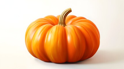 Obraz premium Vibrant Orange Pumpkin Against Neutral Background for Autumn and Thanksgiving Decor