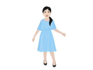 Farmer girl on a white background.