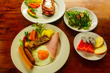 Breakfast set on the table