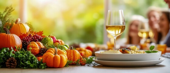 Fototapeta premium Autumn Gathering: Cozy Outdoor Celebration