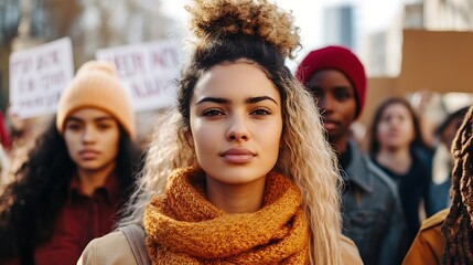 Confident Women of Diverse Backgrounds at Social Protest