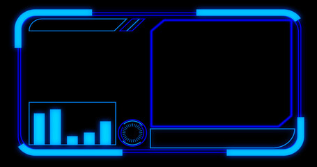 Digital blue color HUD futuristic background. Future technology interface data sci-fi display screen for information call box bars,business,industry,beyond, and news channels.