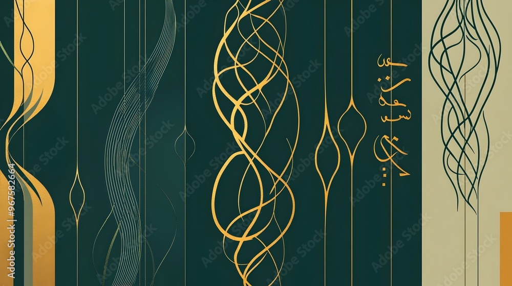 Poster mesmerizing abstract geometric design with flowing organic patterns and vibrant color contrasts