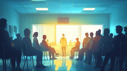 Rural Clinic Waiting Room Filled With People Of All Ages