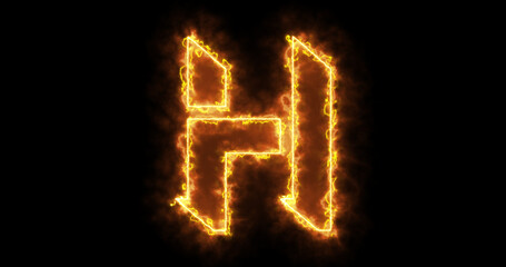 Neon H alphabet on black background. H alphabet neon moving outline for an online shop, blog, web, cafe, and hotel on a black BG.Technology video material animation. Easy to use in any video.