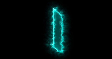 Fototapeta premium Neon I alphabet on black background. I alphabet neon moving outline for an online shop, blog, web, cafe, and hotel on a black BG.Technology video material animation. Easy to use in any video.