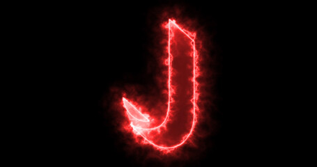 Neon J alphabet on black background. J alphabet neon moving outline for an online shop, blog, web, cafe, and hotel on a black BG.Technology video material animation. Easy to use in any video.