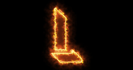 Neon L alphabet on black background. L alphabet neon moving outline for an online shop, blog, web, cafe, and hotel on a black BG.Technology video material animation. Easy to use in any video.