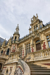 Architectural fragments of Benedictine Palace (Palais de la Benedictine, 1852) - neo-Gothic and...