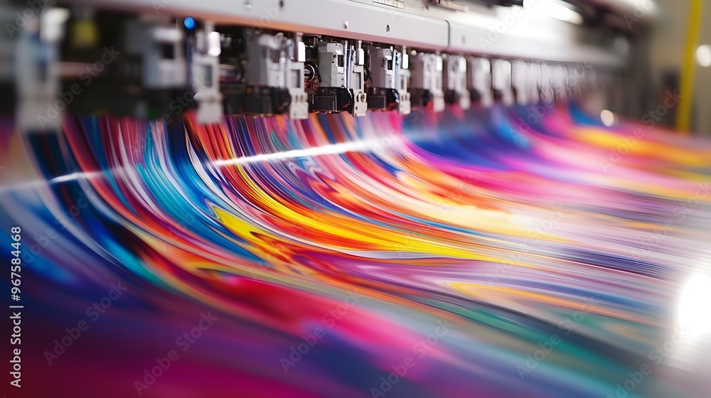Poster vibrant abstract swirl of multicolored digital art with dynamic motion and captivating energy