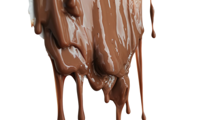 Brown dripping paint isolated on png background.