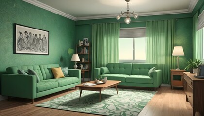 Photo interior modern design room 3d illustration;