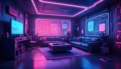 Fototapeta premium Photo interior modern design room 3d illustration;